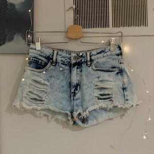 Bullhead High Rise Distressed Denim Shorts